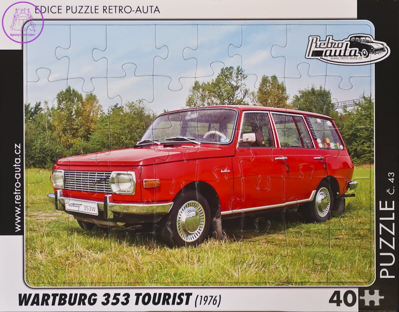 RETRO-AUTA Puzzle č.43 Wartburg 353 Tourist (1976) 40 dílků RETRO-AUTA Puzzle č.43 Wartburg 353 Tourist (1976) 40 dílků