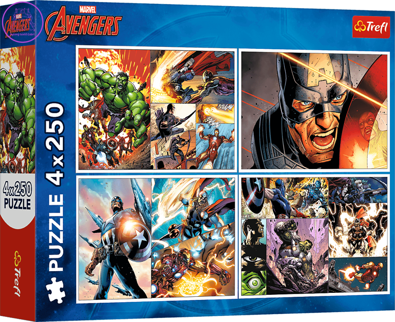 TREFL Puzzle Avengers: Heorické dny 4x250 dílků TREFL Puzzle Avengers: Heorické dny 4x250 dílků