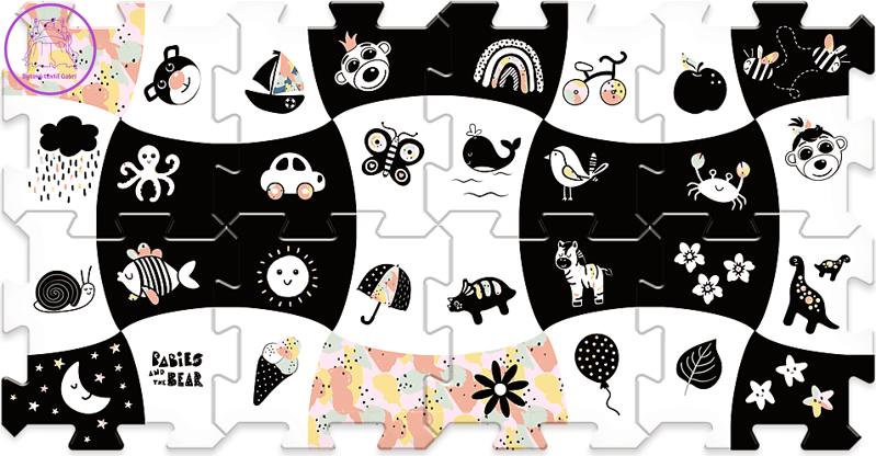 Pěnové puzzle Treflíci: Černá a bílá
