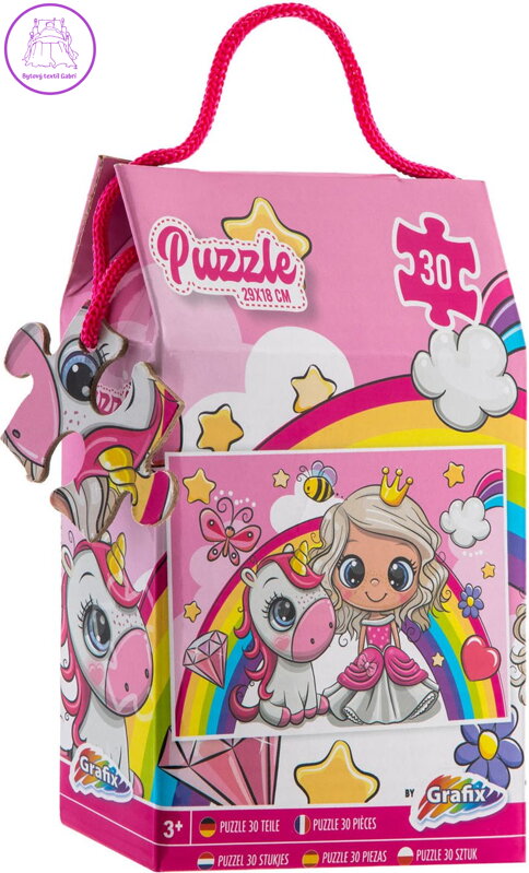 GRAFIX Puzzle Princezna a jednorožec 30 dílků