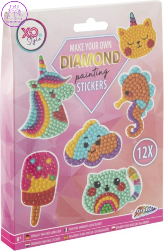 GRAFIX Diamantové malování samolepky Unicorn 12ks