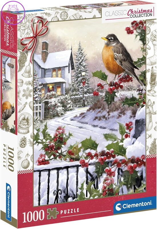 CLEMENTONI Puzzle Vánoční kolekce: Ptáček s cesmínou 1000 dílků
