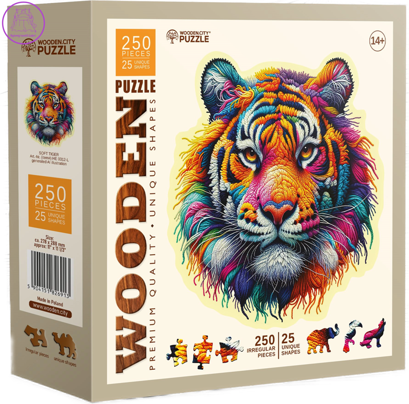 WOODEN CITY Dřevěné puzzle Jemný tygr 250 dílků