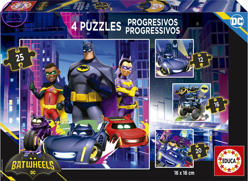 EDUCA Puzzle Batwheels 4v1 (12,16,20,25 dílků) EDUCA Puzzle Batwheels 4v1 (12,16,20,25 dílků)