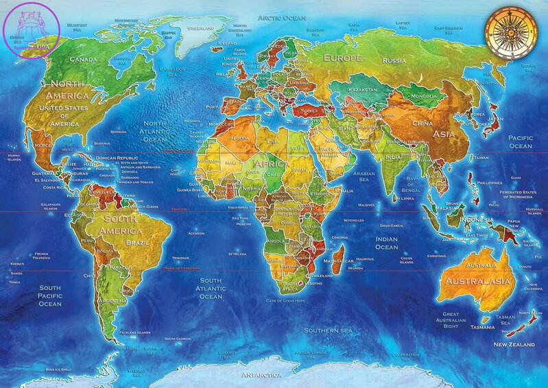 ART PUZZLE Puzzle Politická mapa světa 2000 dílků ART PUZZLE Puzzle Politická mapa světa 2000 dílků