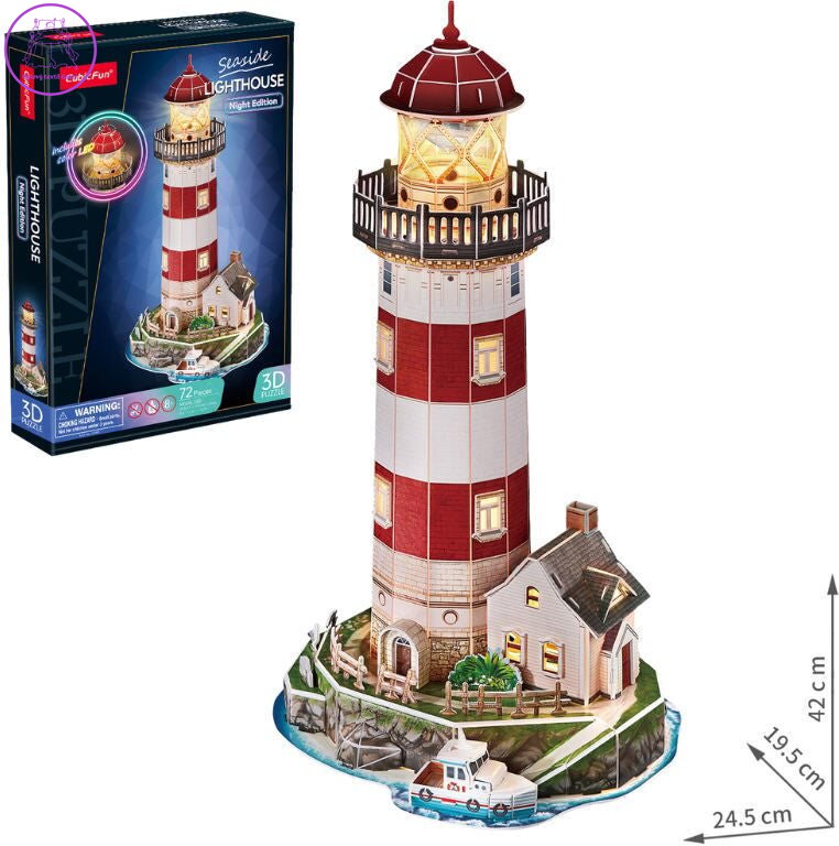 CUBICFUN Svítící 3D puzzle Noční edice: Maják 72 dílků
