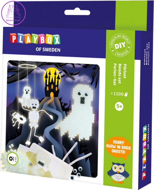PLAYBOX Svítící zažehlovací korálky Sada Kostlivci a duchové 1100ks