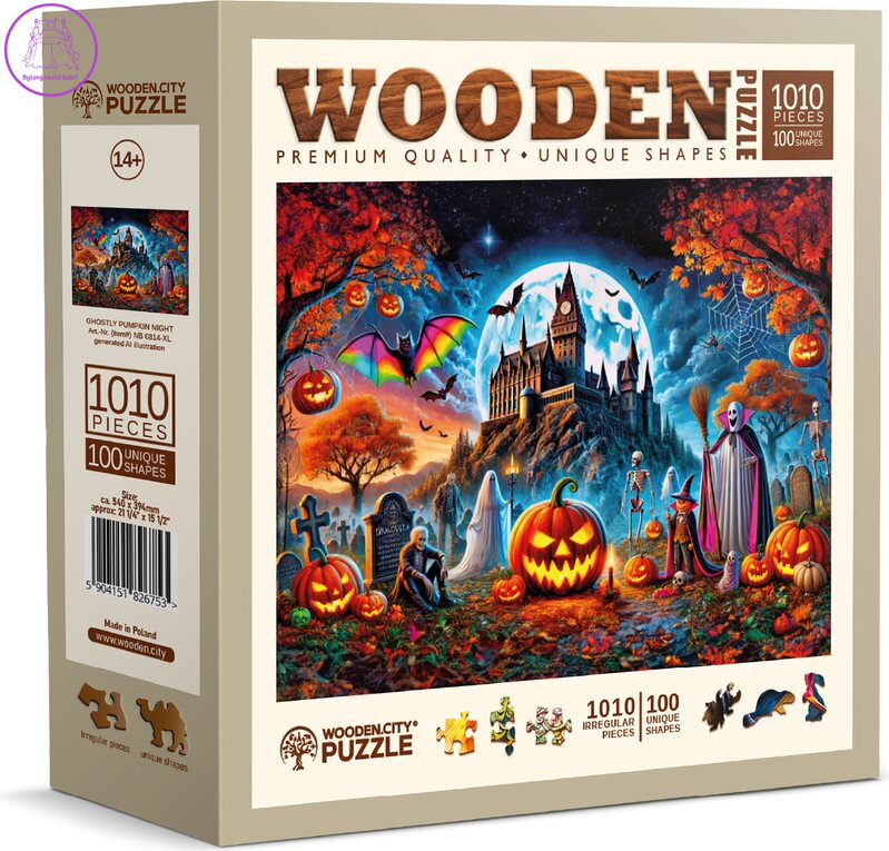 WOODEN CITY Dřevěné puzzle Halloweenská dýně 1010 dílků