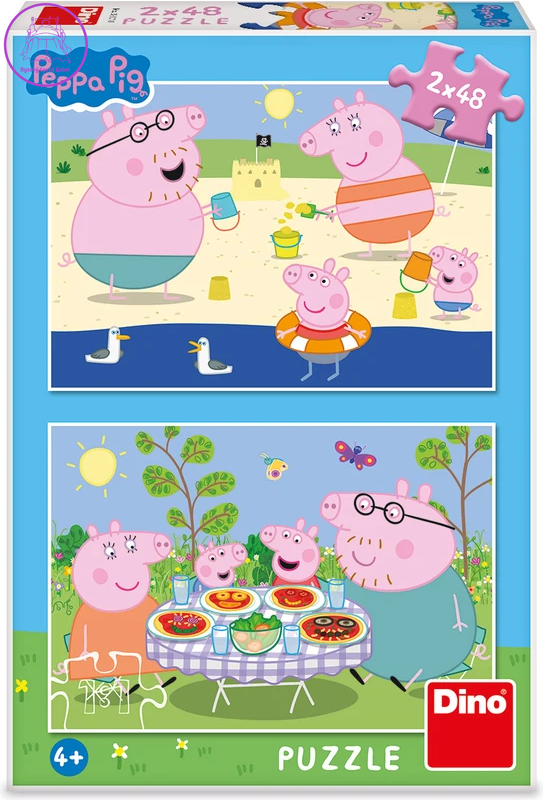 DINO Puzzle Peppa Pig: Na dovolené 2x48 dílků DINO Puzzle Peppa Pig: Na dovolené 2x48 dílků