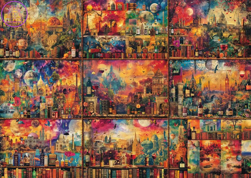 SCHMIDT Puzzle Cestování s knihami a vínem 2000 dílků SCHMIDT Puzzle Cestování s knihami a vínem 2000 dílků