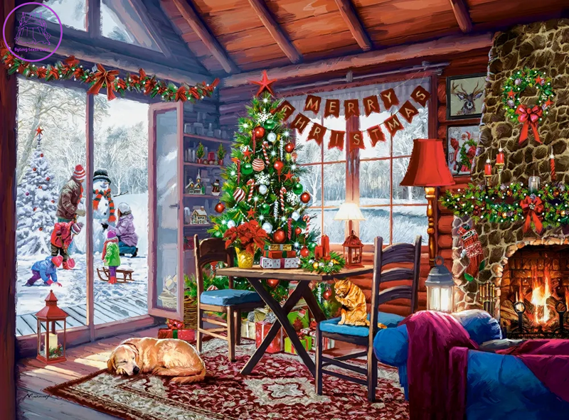 CASTORLAND Puzzle Vánoční chata 2000 dílků