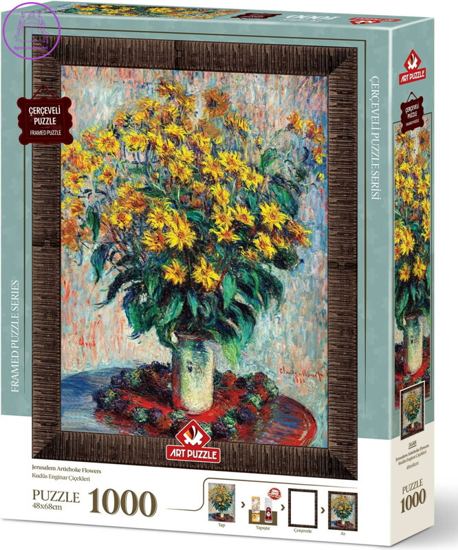 ART PUZZLE Puzzle s rámem a lepidlem 3v1 Květiny jeruzalémského artyčoku 1000 dílků