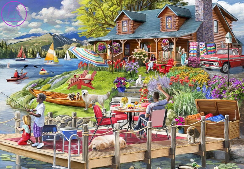 BLUEBIRD Puzzle Horská chata u jezera 1000 dílků BLUEBIRD Puzzle Horská chata u jezera 1000 dílků