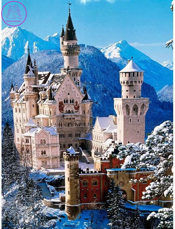 NORIMPEX Diamantové malování Zámek Neuschwanstein v zimě 30x40cm