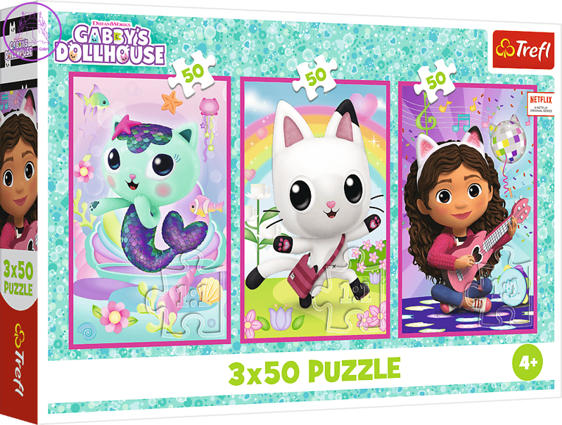 TREFL Puzzle Gábinin kouzelný domek: Setkání s Gabby a kočkami 3x50 dílků TREFL Puzzle Gábinin kouzelný domek: Setkání s Gabby a kočkami 3x50 dílků