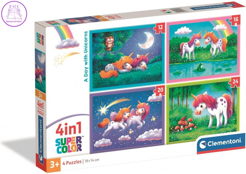 CLEMENTONI Puzzle Jednorožci 4v1 (12+16+20+24 dílků)