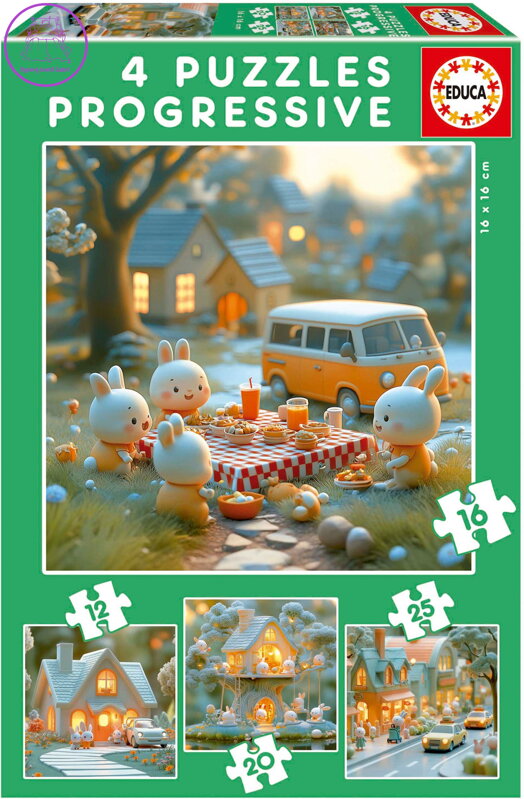 EDUCA Puzzle Králičí město 4v1 (12,16,20,25 dílků) EDUCA Puzzle Králičí město 4v1 (12,16,20,25 dílků)