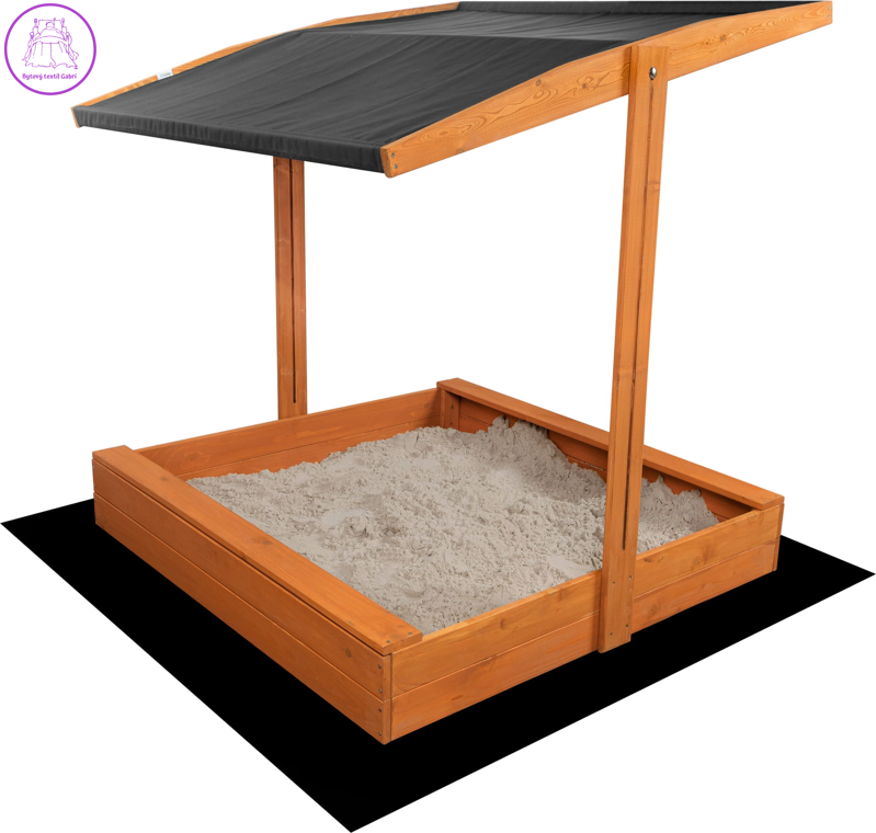 SAND TROPIC Dřevěné pískoviště se stříškou 120x120cm (impregnované) šedé
