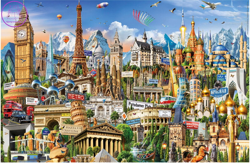 EDUCA Miniaturní puzzle Symboly Evropy 1000 dílků