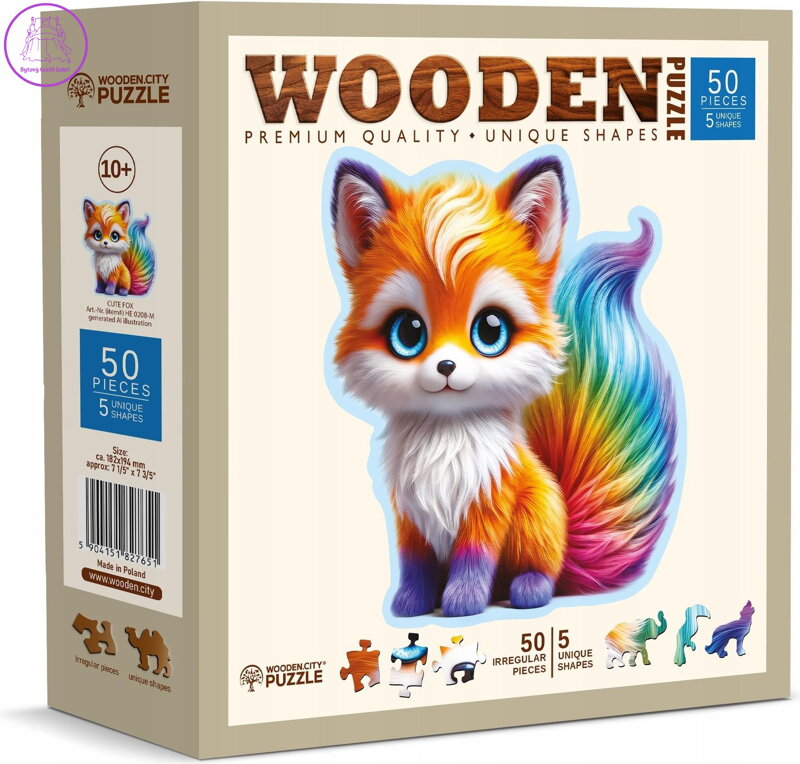 WOODEN CITY Dřevěné puzzle Roztomilá liška 50 dílků