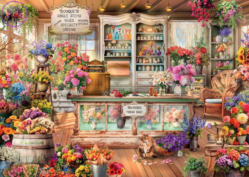 RAVENSBURGER Puzzle Romantické květinářství 1000 dílků RAVENSBURGER Puzzle Romantické květinářství 1000 dílků
