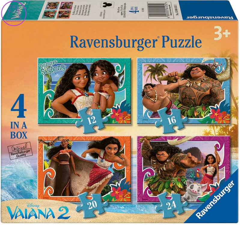 RAVENSBURGER Puzzle Vaiana 2, 4v1 (12,16,20,24 dílků) RAVENSBURGER Puzzle Vaiana 2, 4v1 (12,16,20,24 dílků)