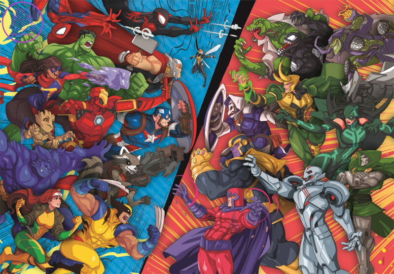 CLEMENTONI Puzzle Marvel: Hrdinové vs. padouši 104 dílků CLEMENTONI Puzzle Marvel: Hrdinové vs. padouši 104 dílků