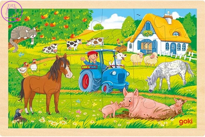 GOKI Dřevěné puzzle Farma 24 dílků
