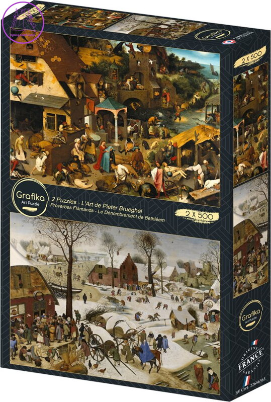 GRAFIKA Puzzle Vlámská přísloví a Sčítání lidu v Betlémě 2x500 dílků