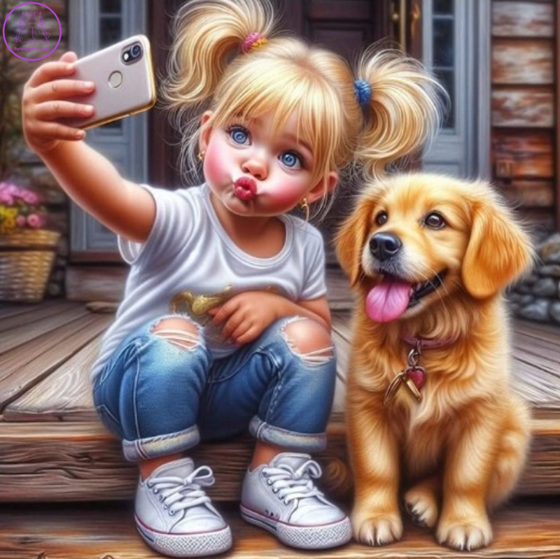NORIMPEX Diamantové malování Selfie s pejskem 30x40cm