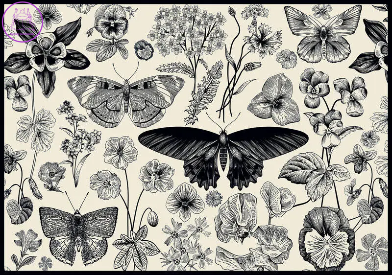 INTERDRUK Puzzle Flowers: Motýli a květiny 500 dílků