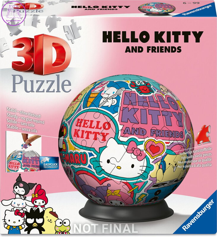RAVENSBURGER 3D Puzzleball Hello Kitty 72 dílků RAVENSBURGER 3D Puzzleball Hello Kitty 72 dílků