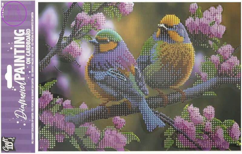 CRAFT ID Diamantové malování na desce Ptáčci 29x21cm