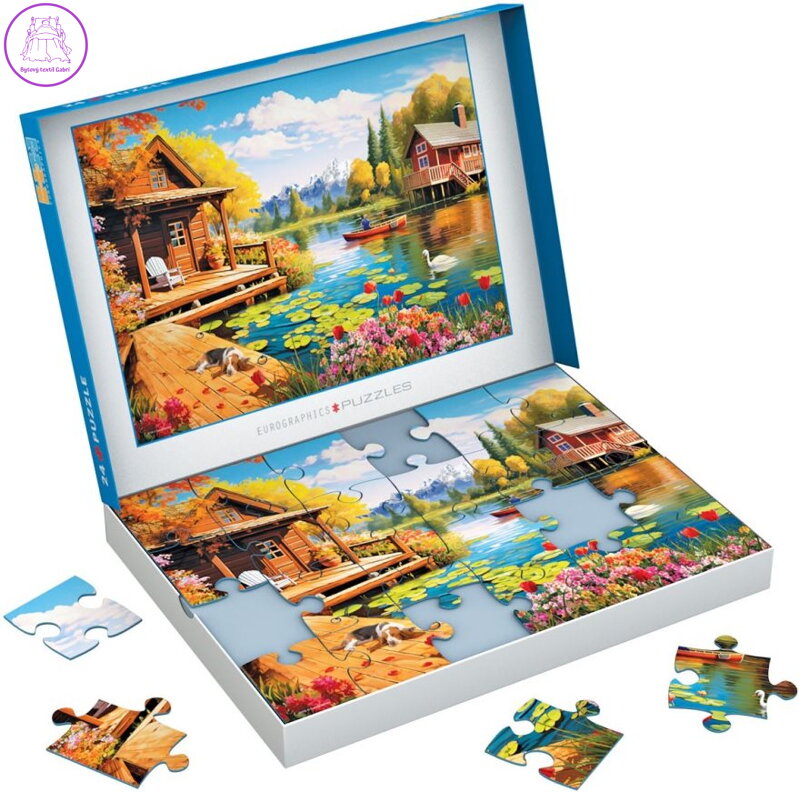 EUROGRAPHICS Puzzle Connecting Pieces: Chata u jezera 24 dílků