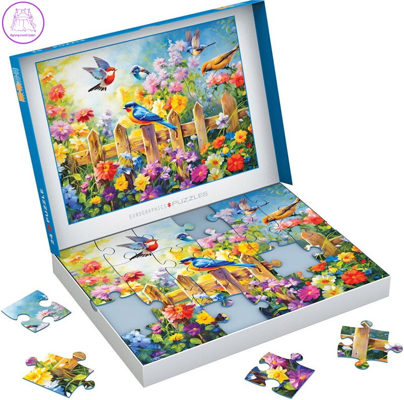 EUROGRAPHICS Puzzle Connecting Pieces: Hraví zahradní ptáci 24 dílků