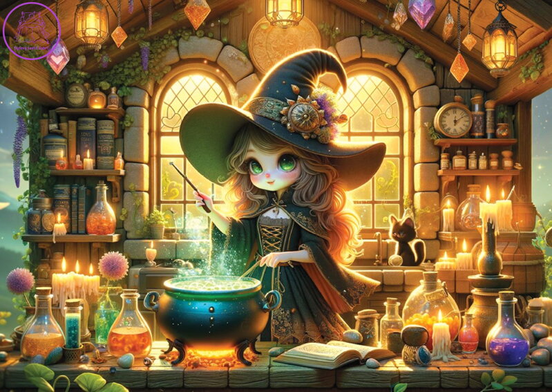 YAZZ Puzzle Roztomilá čarodějka 1000 dílků