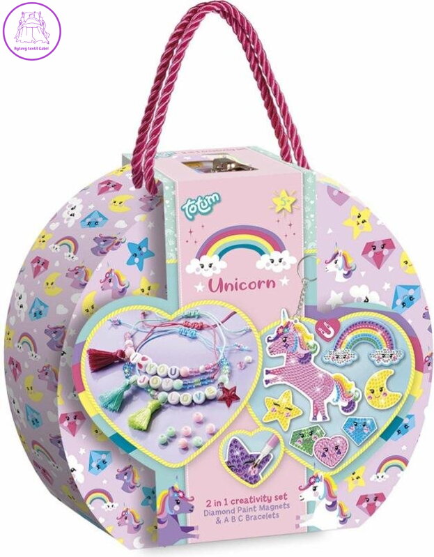 TOTUM Kreativní sada 2v1 Unicorn diamantové malování, výroba náramků