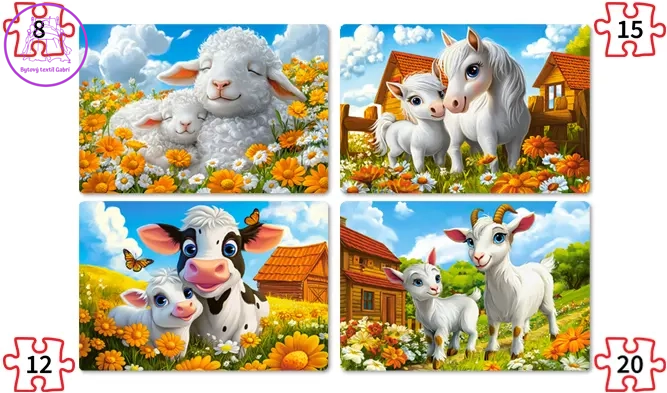 CASTORLAND Puzzle Milující zvířátka 4v1 (8,12,15,20 dílků)