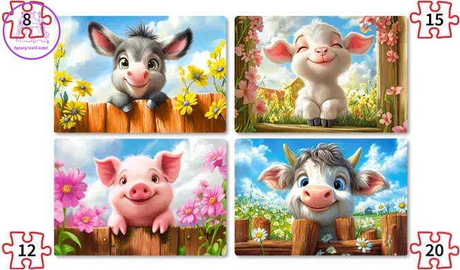 CASTORLAND Puzzle Roztomilá zvířátka 4v1 (8,12,15,20 dílků)