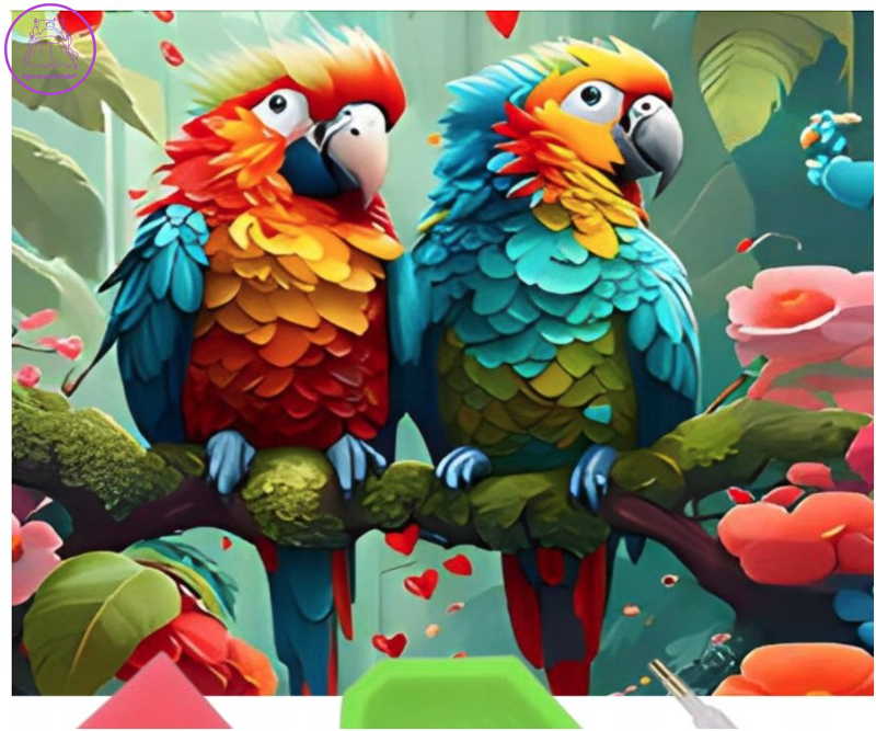 NORIMPEX Diamantové malování Papoušci na větvi 30x40cm