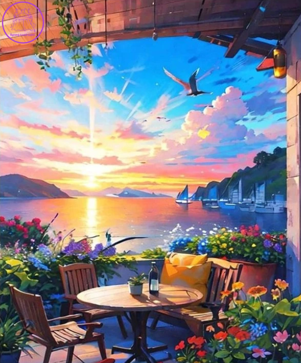 NORIMPEX Diamantové malování Posezení u jezera 30x40cm