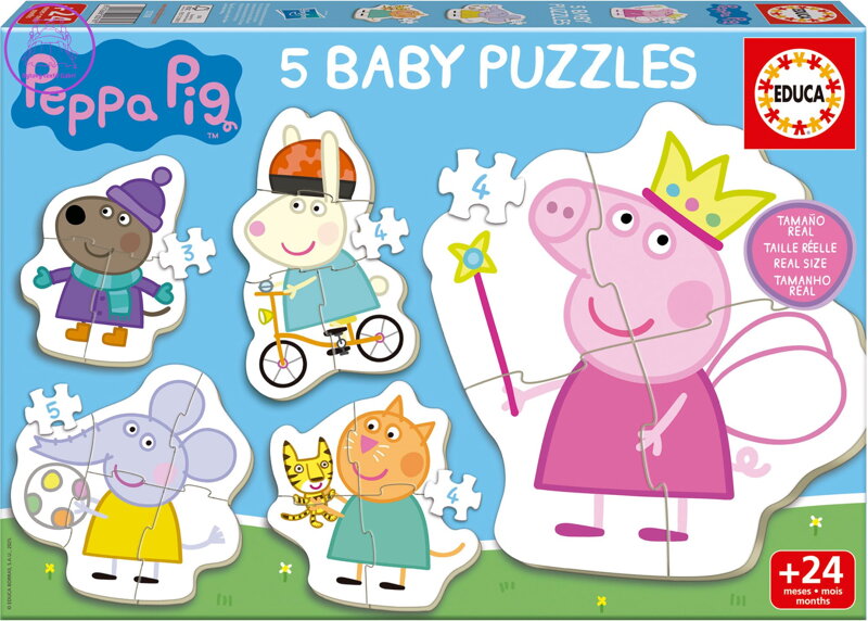 EDUCA Baby puzzle Prasátko Peppa 5v1 I (3-5 dílků)