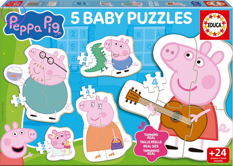 EDUCA Baby puzzle Prasátko Peppa 5v1 II (2-5 dílků)