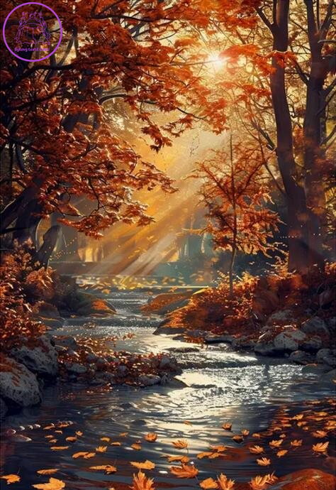 NORIMPEX Diamantové malování Podzimní potok 30x40cm