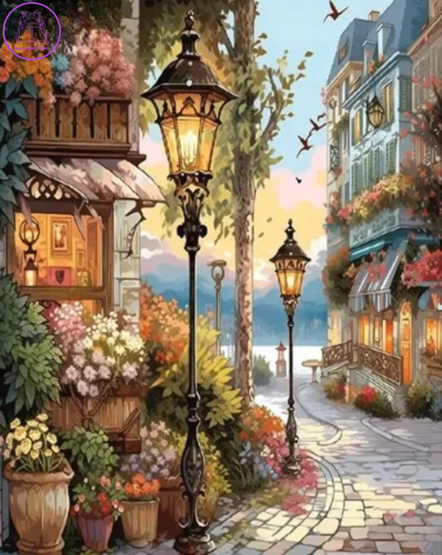 NORIMPEX Diamantové malování Květinová ulice 30x40cm