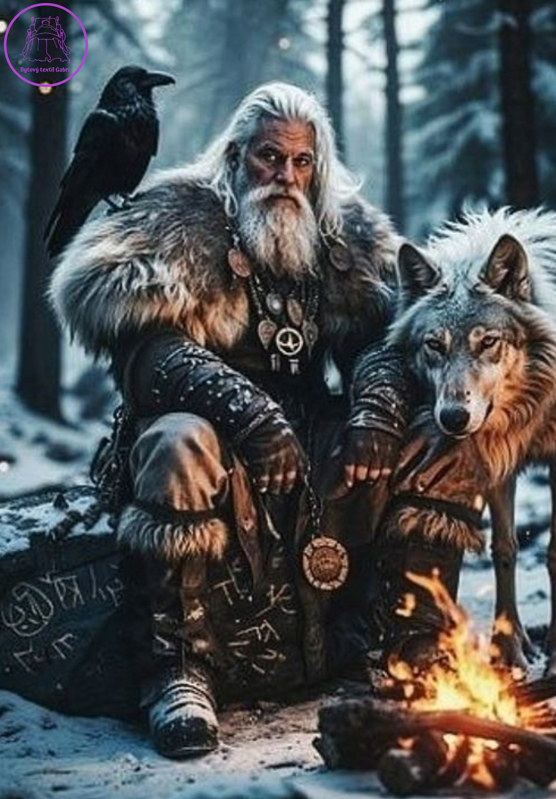 NORIMPEX Diamantové malování Severský válečník s vlkem 30x40cm