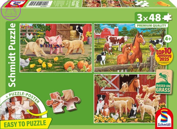 SCHMIDT Puzzle Zvířata na farmě 3x48 dílků