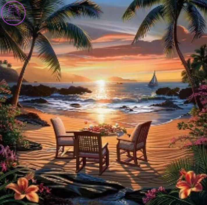 NORIMPEX Diamantové malování Posezení u západu slunce 30x40cm