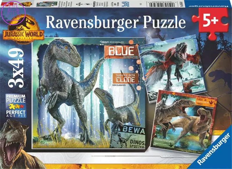 RAVENSBURGER Puzzle Jurský svět: Nadvláda 3x49 dílků