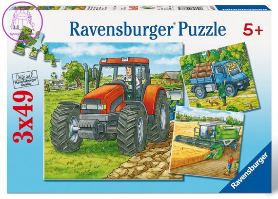 RAVENSBURGER Puzzle Zemědělské stroje 3x49 dílků